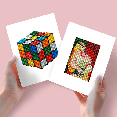 2 Mini Diamond Paintings - Kubus en Vrouw