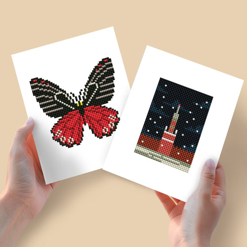 2 Mini Diamond Paintings - Vlinder en Vuurtoren