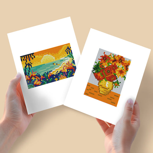 2 Mini Diamond Paintings - Bloemen en Landschap