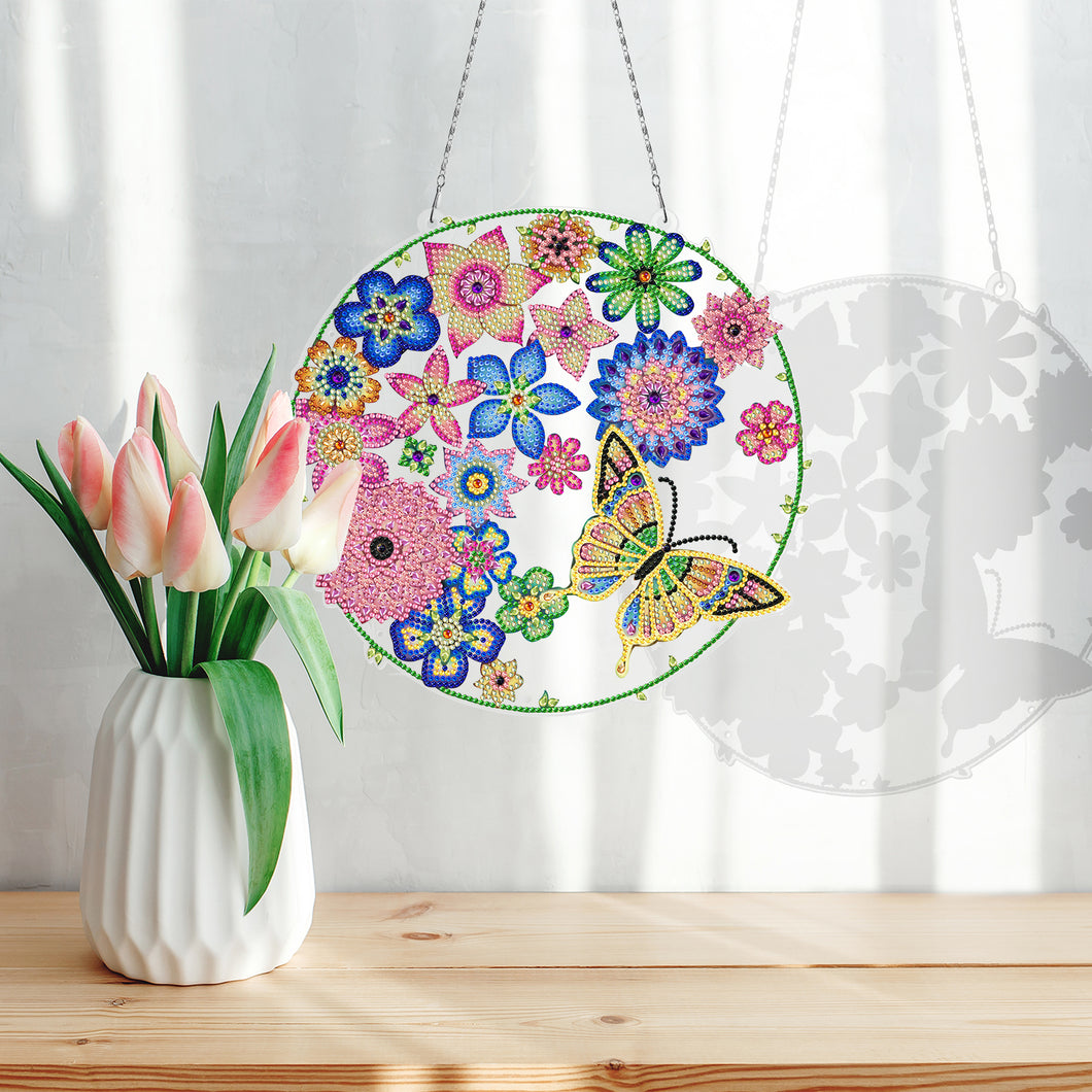 Diamond Painting - Vlinder met Bloemen Decoratiekrans