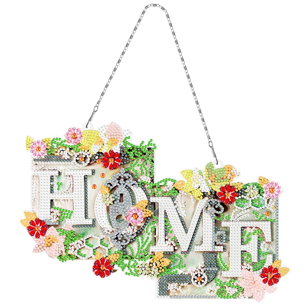 Home with Flowers Wall Hanger