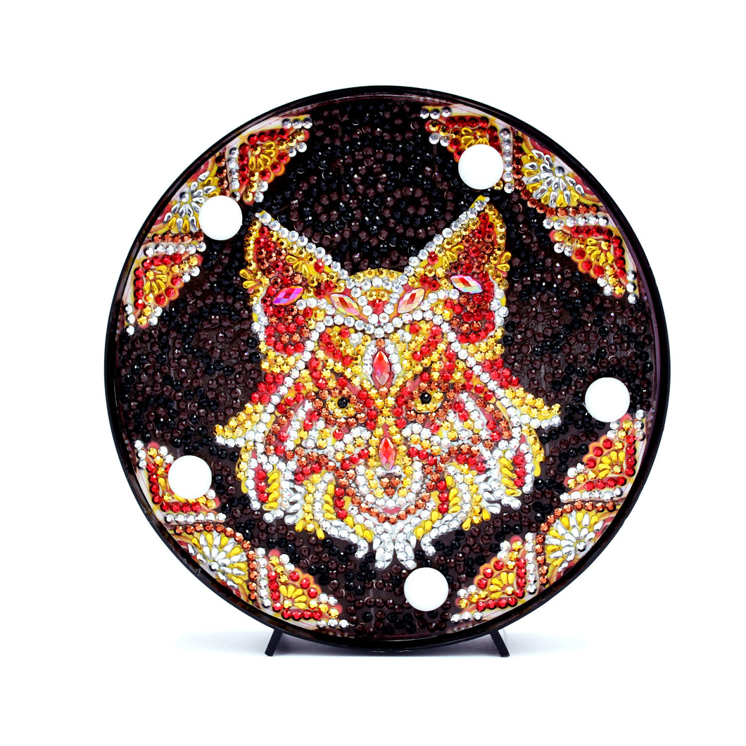 Diamond Painting Ronde Lampje - Wolf