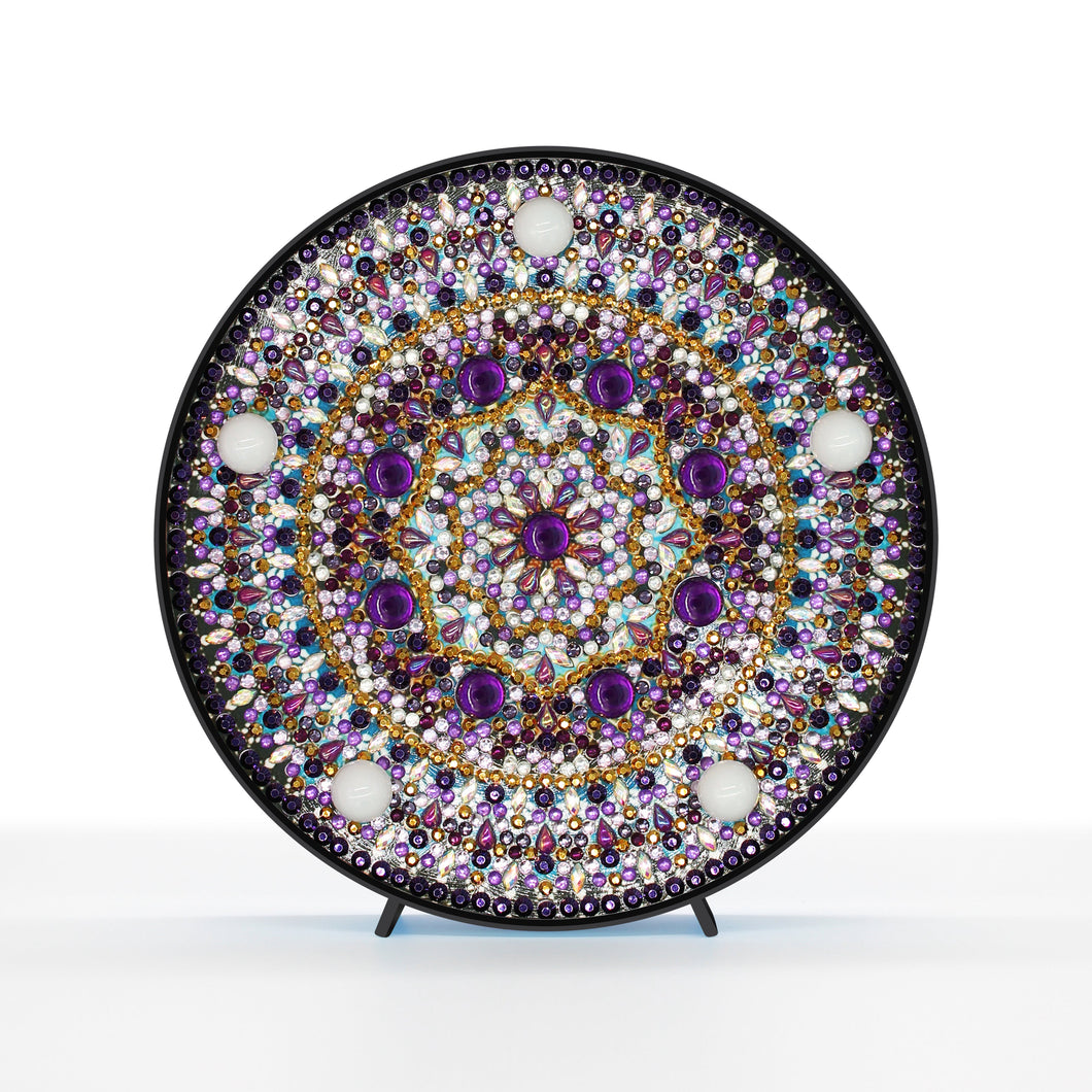 Diamond Painting Ronde Lampje - Paarse Mandala