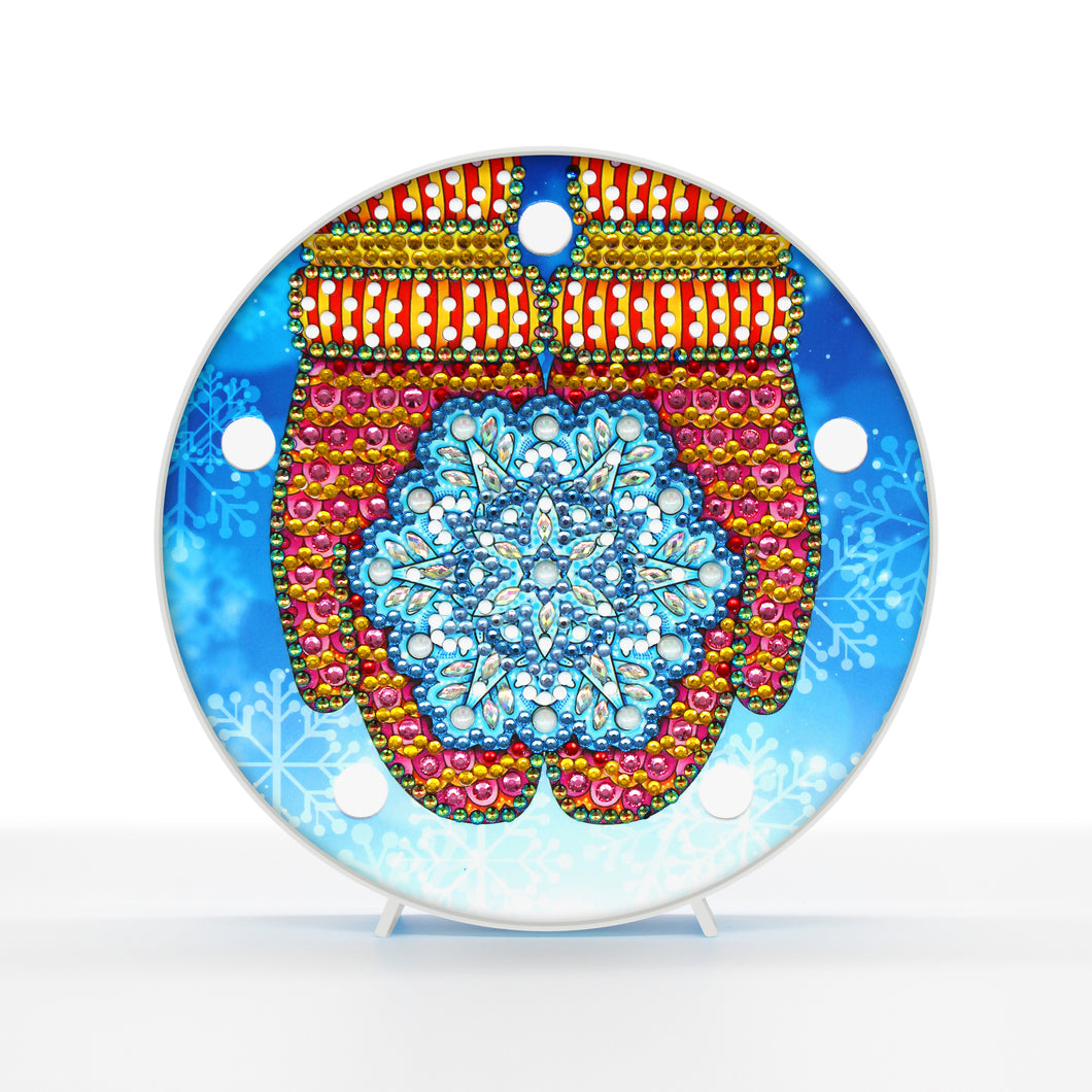 Diamond Painting Ronde Lampje - Grote Sneeuwvlok