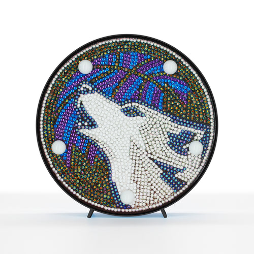 Diamond Painting Ronde Lampje - Huilende Wolf