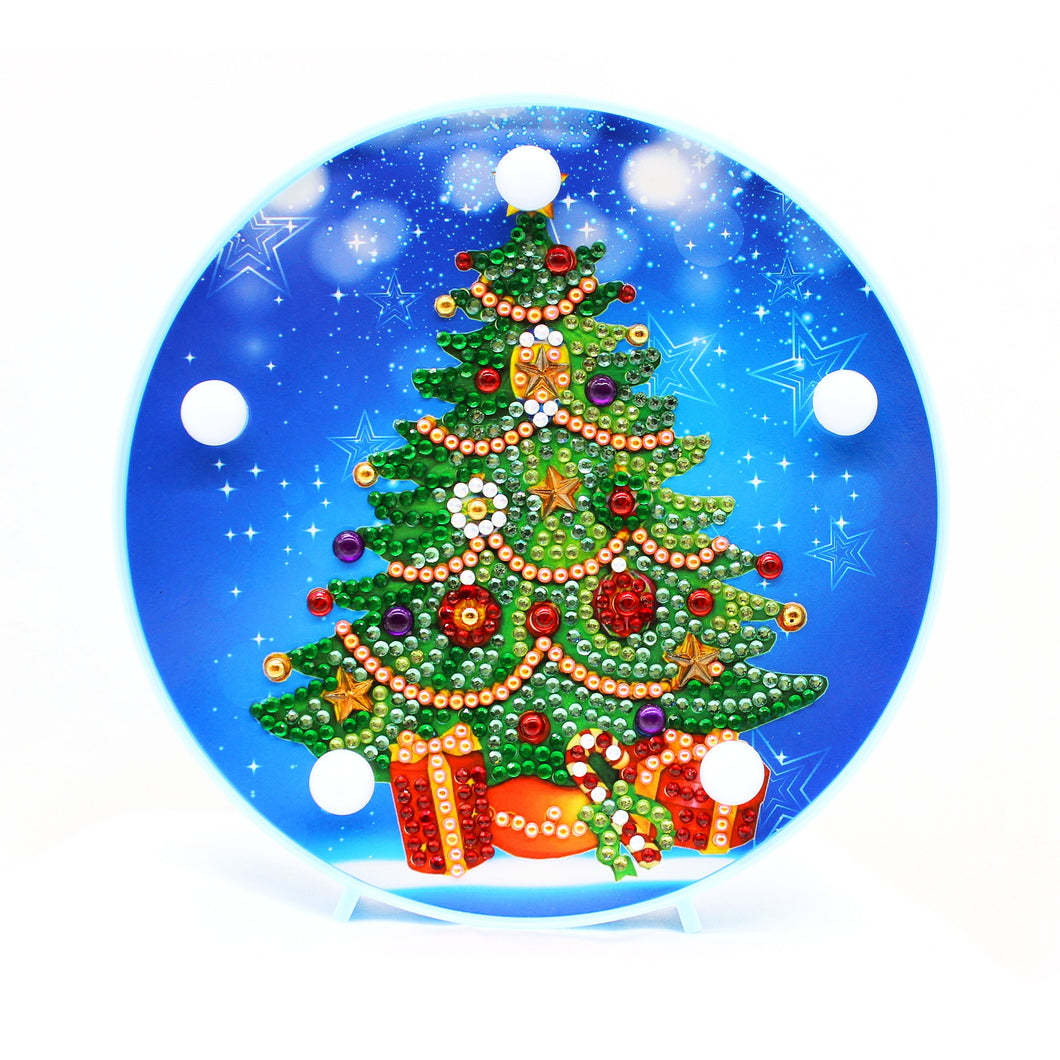 Diamond Painting Ronde Lampje - Kerstboom