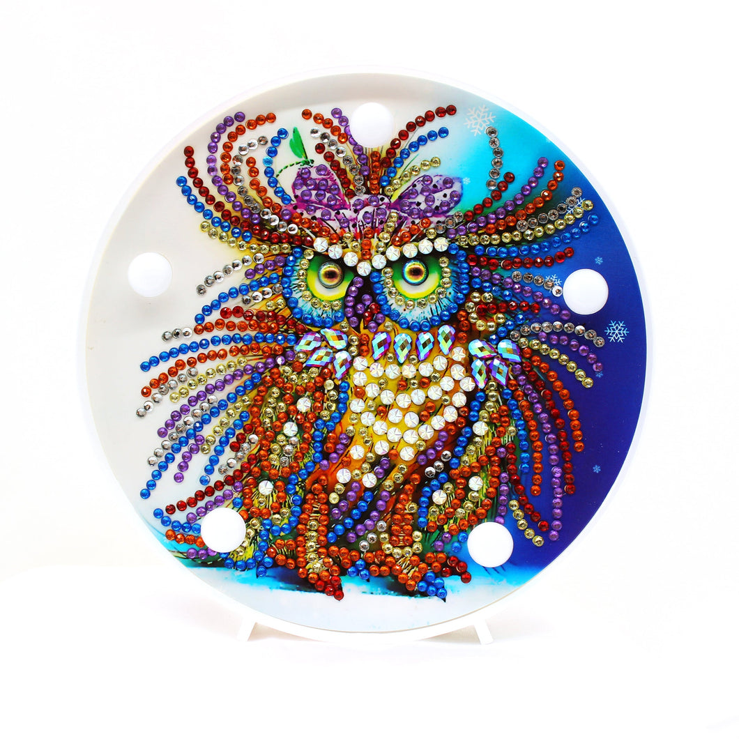Diamond Painting Ronde Lampje - Grote Uil