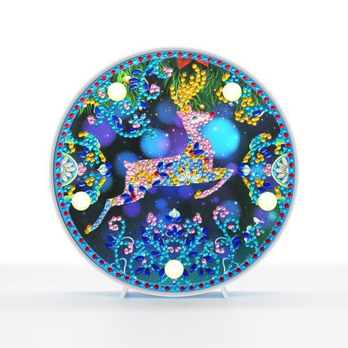 Diamond Painting Ronde Lampje - Springende Rendier