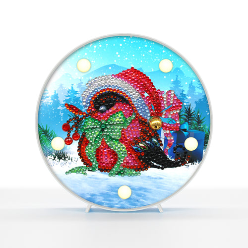 Diamond Painting Ronde Lampje - Kerst Vogel
