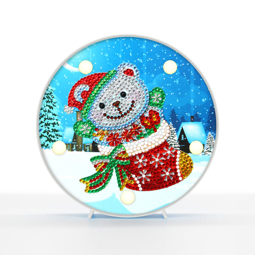 Diamond Painting Ronde Lampje - Kerstbeer