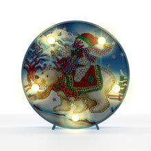 Load image into Gallery viewer, Diamond Painting Ronde Lampje - Sneeuwpop met Ijsbeer
