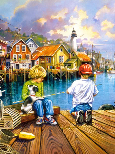 Diamond Painting - Kinderen in de Haven