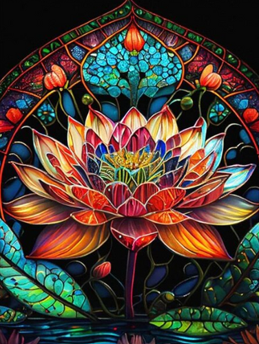 Diamond Painting - Gekleurde Lotus