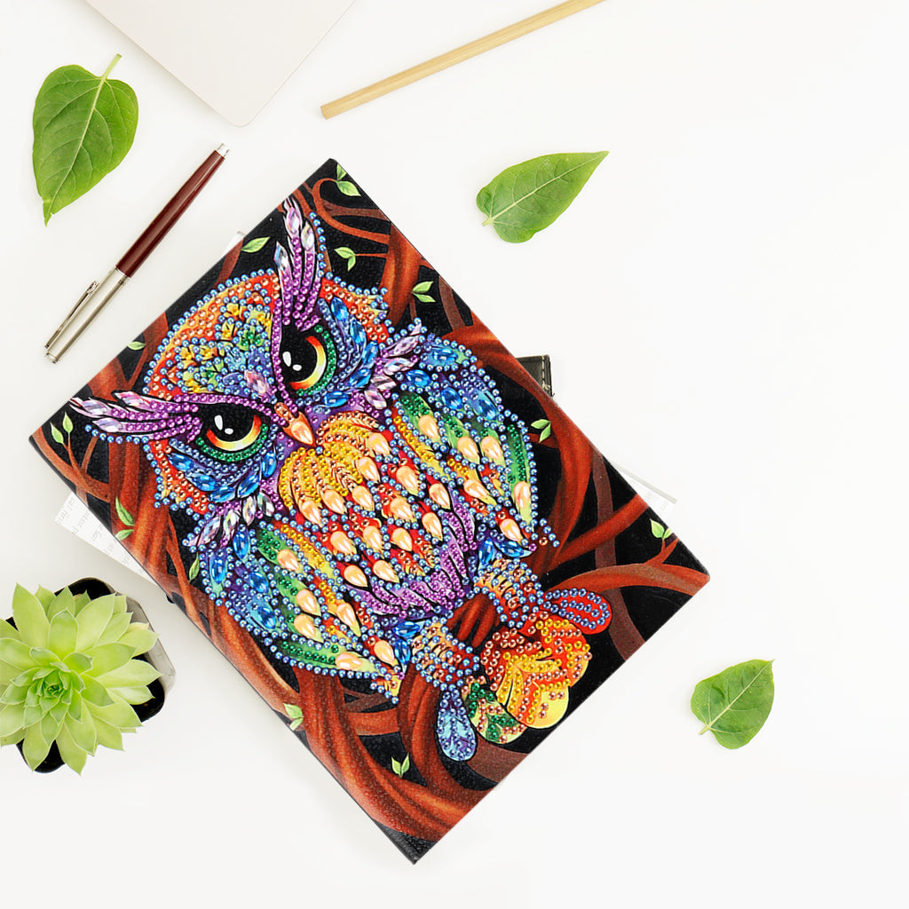 Diamond Painting Notebook - Colored Owl