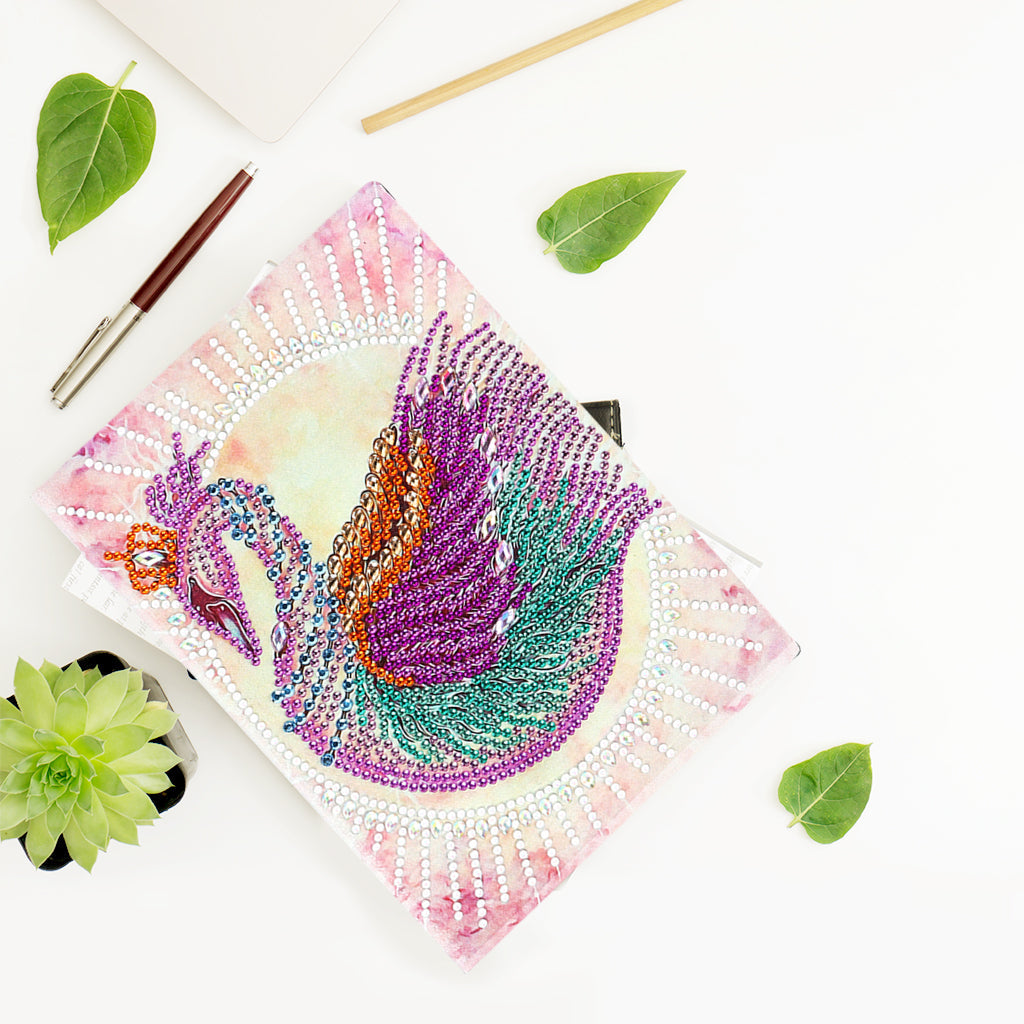 Diamond Painting Notebook - Purple Swan