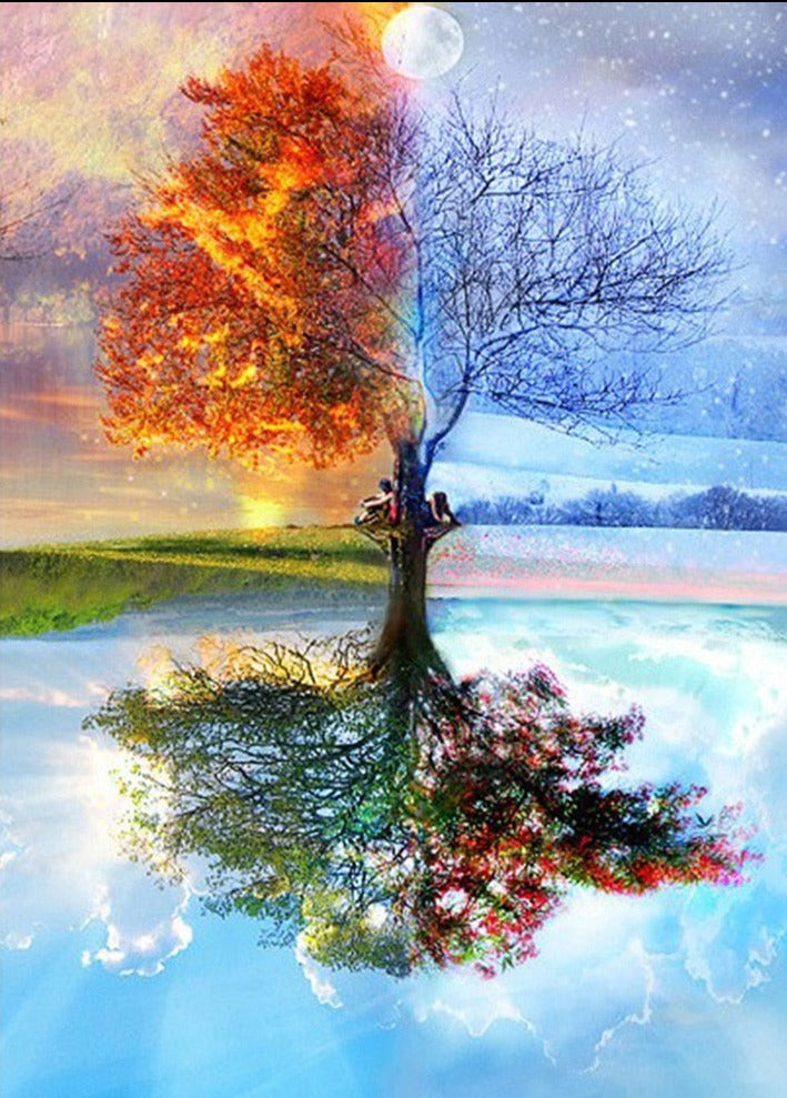 Diamond Painting - 4 Seizoenen Boom - Diamond Paradijs