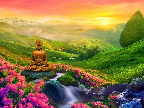 Diamond Painting - Boeddha met Landschap