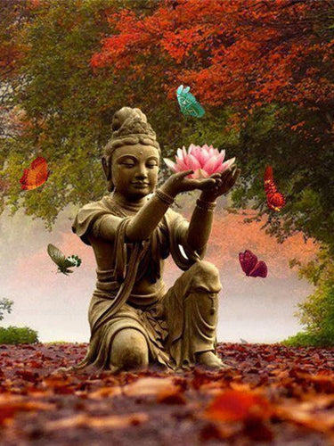 Diamond Painting - Boeddha met Vlinders