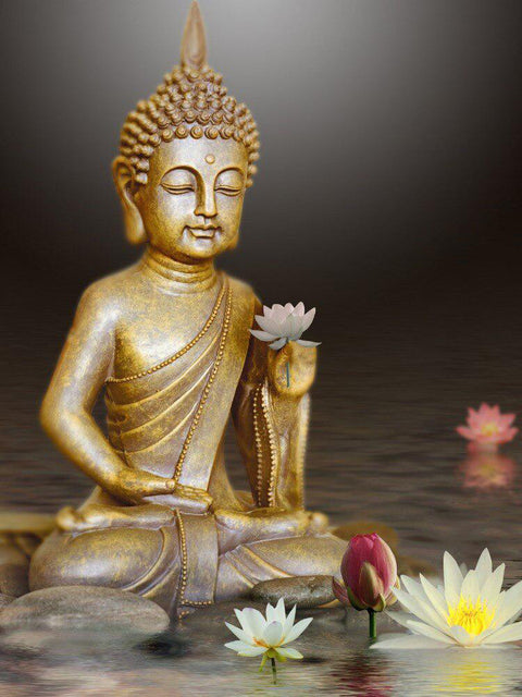 Diamond Painting - Boeddha met Waterlelies