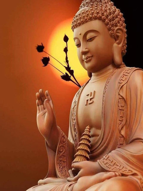 Diamond Painting - Boeddha met Zonsondergang