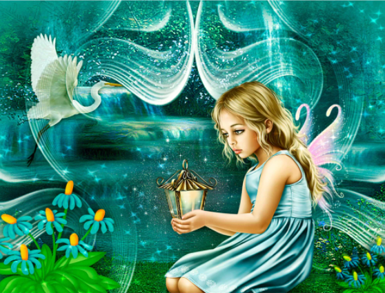 Diamond Painting - Elfje met Lampje - Diamond Paradijs