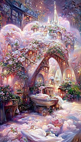 Diamond Painting - Fantasie Bloemen Kasteel