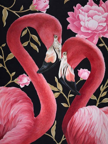 Diamond Painting - Flamingo's met Bloemen - Diamond Paradijs