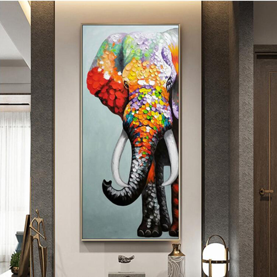 Diamond Painting - Groot Formaat - Gekleurde Olifant - Diamond Paradijs