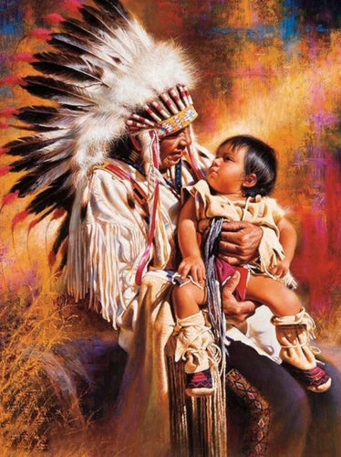 Diamond Painting - Indiaan met Kind - Diamond Paradijs