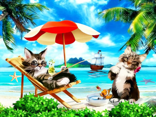 Diamond Painting - Katten aan het Relaxen - Diamond Paradijs