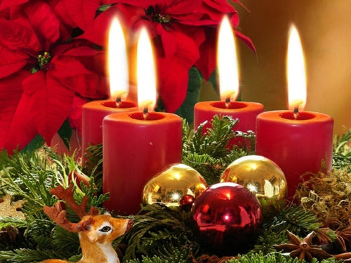 Diamond Painting - Kerst Kaarsen  - Diamond Paradijs