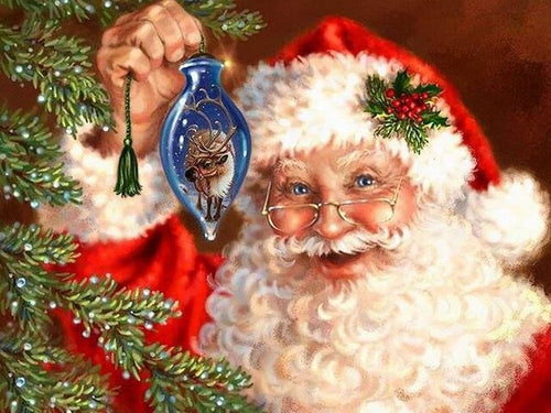 Diamond Painting - Kerstman met Bal - Diamond Paradijs
