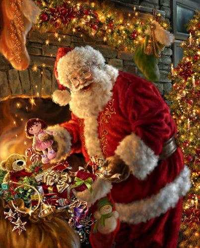 Diamond Painting - Kerstman met Speelgoed - Diamond Paradijs