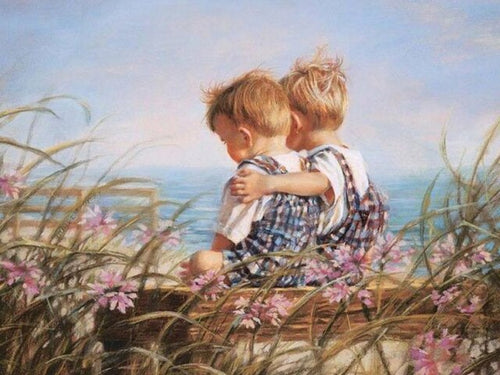 Diamond Painting - Kinderen aan het Strand - Diamond Paradijs
