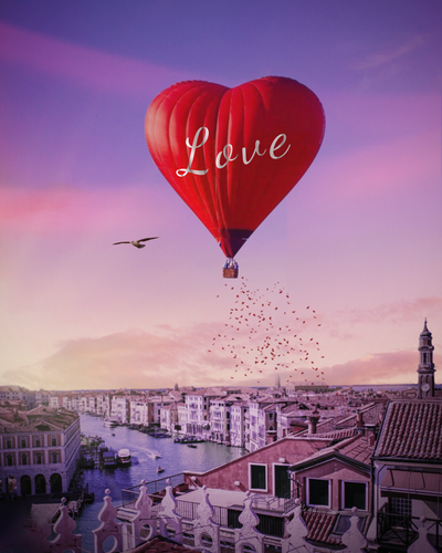 Diamond Painting - Luchtballon vol Liefde - Diamond Paradijs