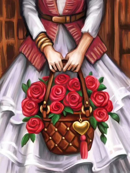 Diamond Painting - Meisje met bloemenmand