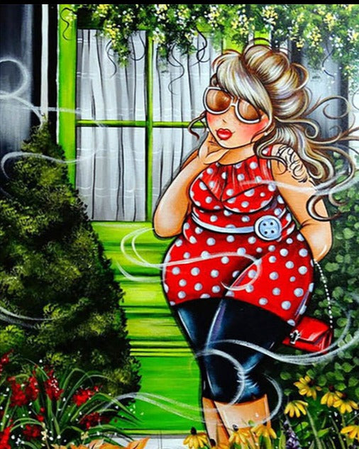 Diamond Painting - Mollige Dame in de Buitenlucht - Diamond Paradijs