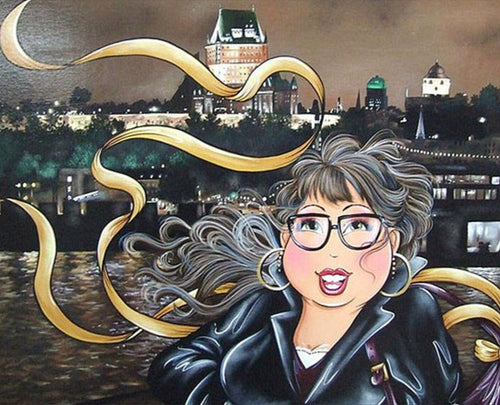 Diamond Painting - Mollige Dame in de Stad - Diamond Paradijs