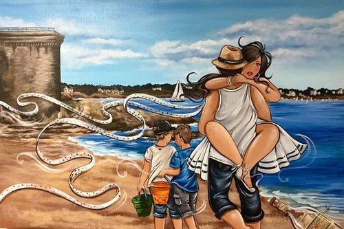 Diamond Painting - Mollige Dame met Gezin - Diamond Paradijs