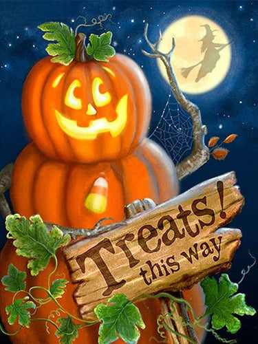 Diamond Painting - Pompoenen met Bord