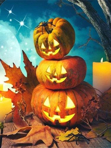 Diamond Painting - Pompoenen met Herfstbladeren