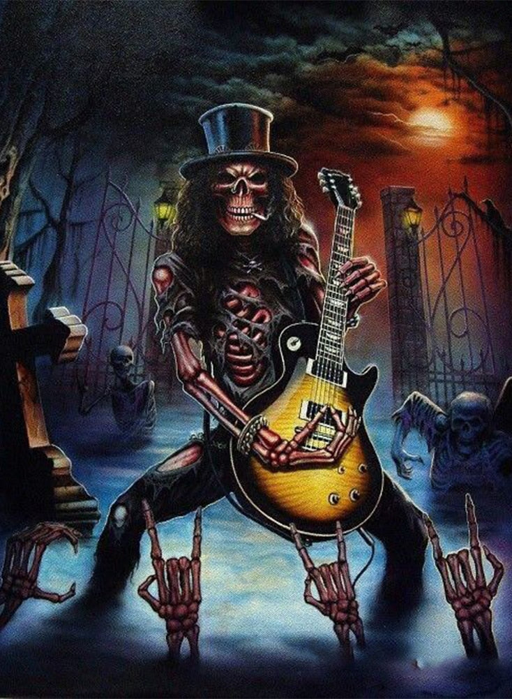 Diamond Painting - Skelet met Gitaar