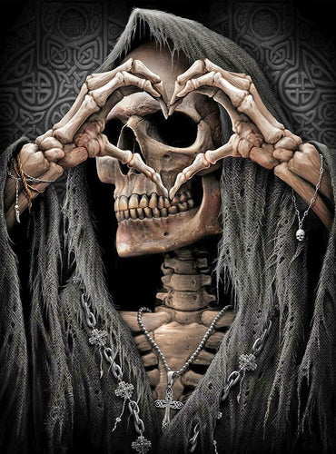 Diamond Painting - Skelet met Hart