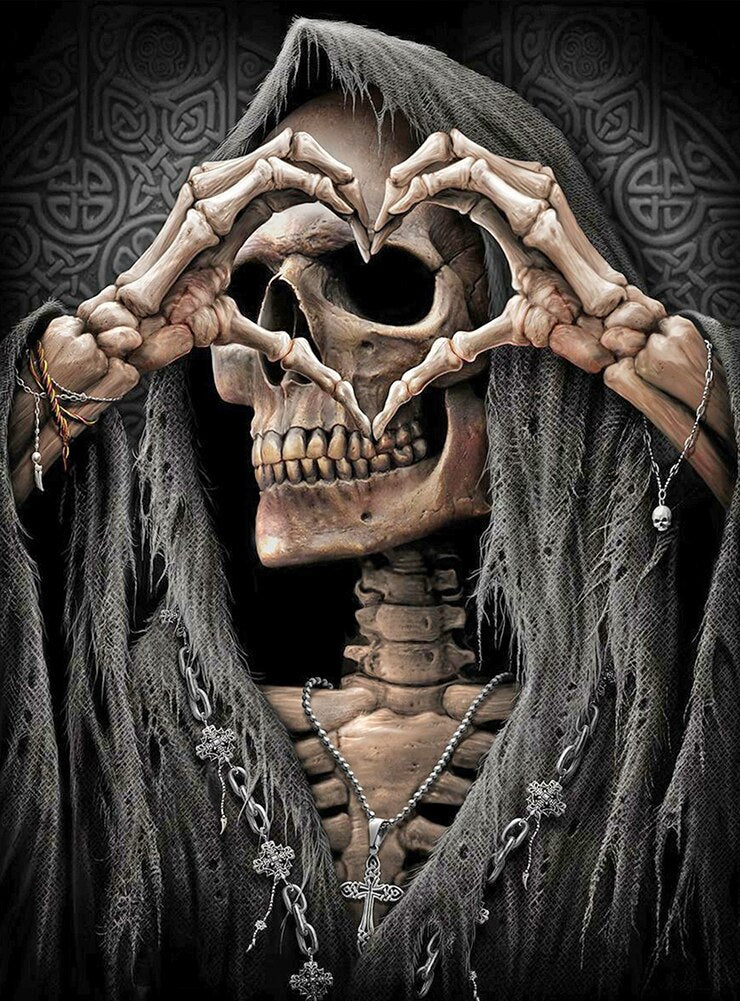 Diamond Painting - Skelet met Hart