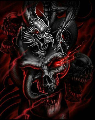 Diamond Painting - Skulls met Draak