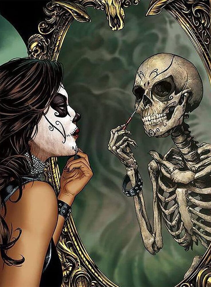 Diamond Painting - Spiegelbeeld Skelet