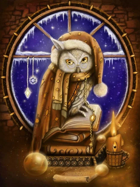 Diamond Painting - Uil met Kerstmuts