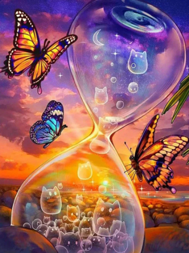Diamond Painting - Vlinders met Zandloper - Diamond Paradijs