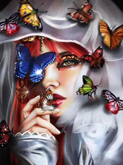 Diamond Painting - Vrouw met Vlinders