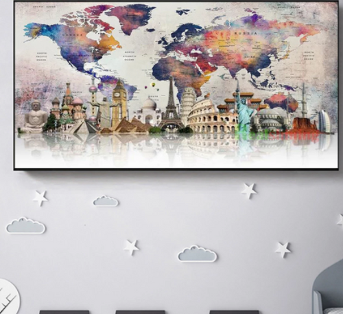 Wereldkaart - Diamond Painting